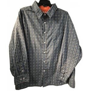 King Size Men's Long Sleeve Button-Up Shirt with Geometric Pattern Size 3XL